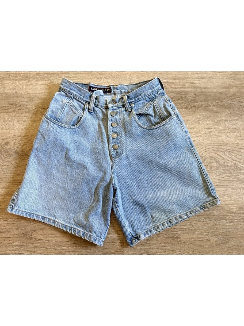 Faded Glory denim jean shorts Button Closure light distress size 9